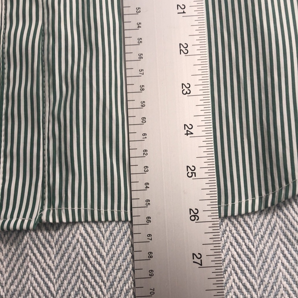 STORETS NWOT  Pit to Pit 21 1/2"  Button Down green white pinstripes tie cuffs - Picture 12 of 16